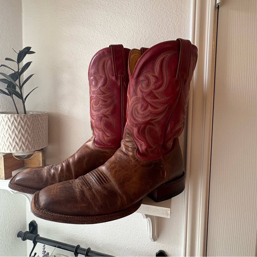 Men’s Justin Classic Brown and Red Cowboy Boots